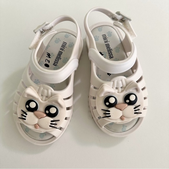Mini Melissa White Cat Sandals - Picture 2 of 8